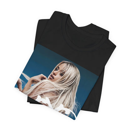 A black graphic t-shirt featuring a graphic related to Camila Cabello's C,XOXO album.