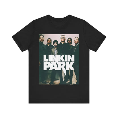 A black graphic t-shirt featuring a graphic related to Linkin Park's 'Numb' song or era.