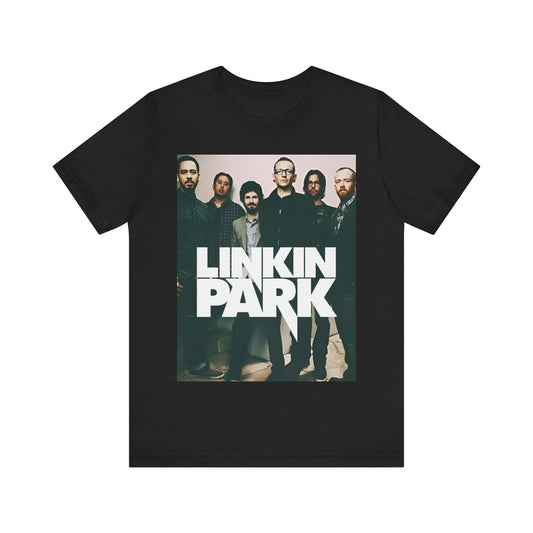 A black graphic t-shirt featuring a graphic related to Linkin Park's 'Numb' song or era.