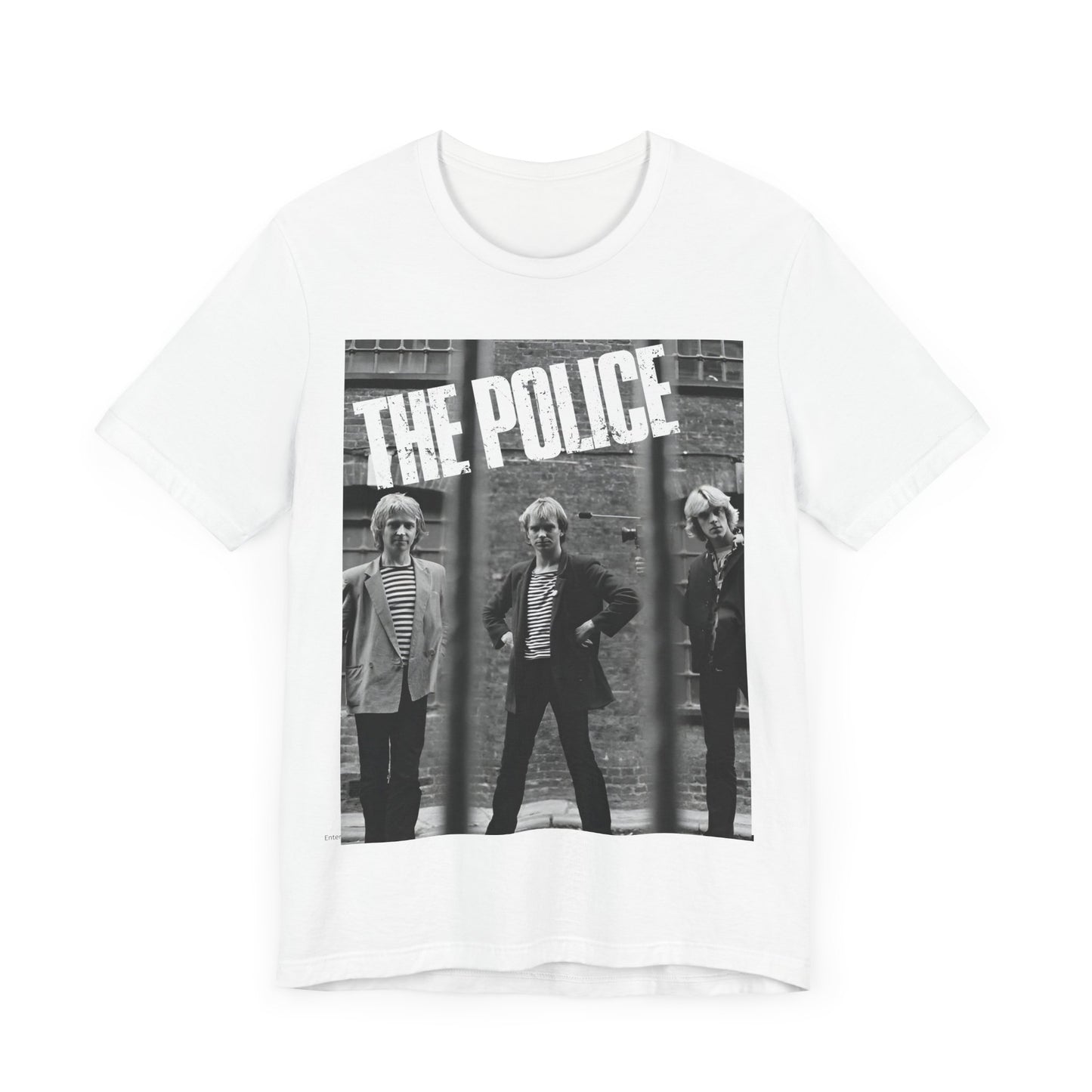 A black graphic t-shirt featuring a vintage new wave icon graphic of The Police.