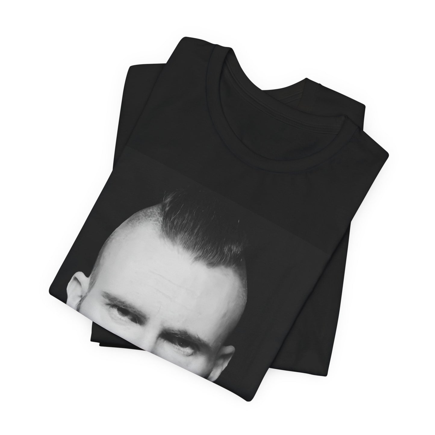 A sharp, polished studio portrait of Maroon 5 frontman Adam Levine, printed on a graphic t-shirt.
