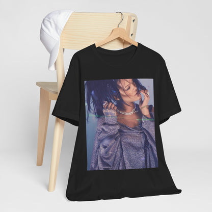 A black graphic t-shirt featuring a graphic related to Rihanna's 'Anti' album era.