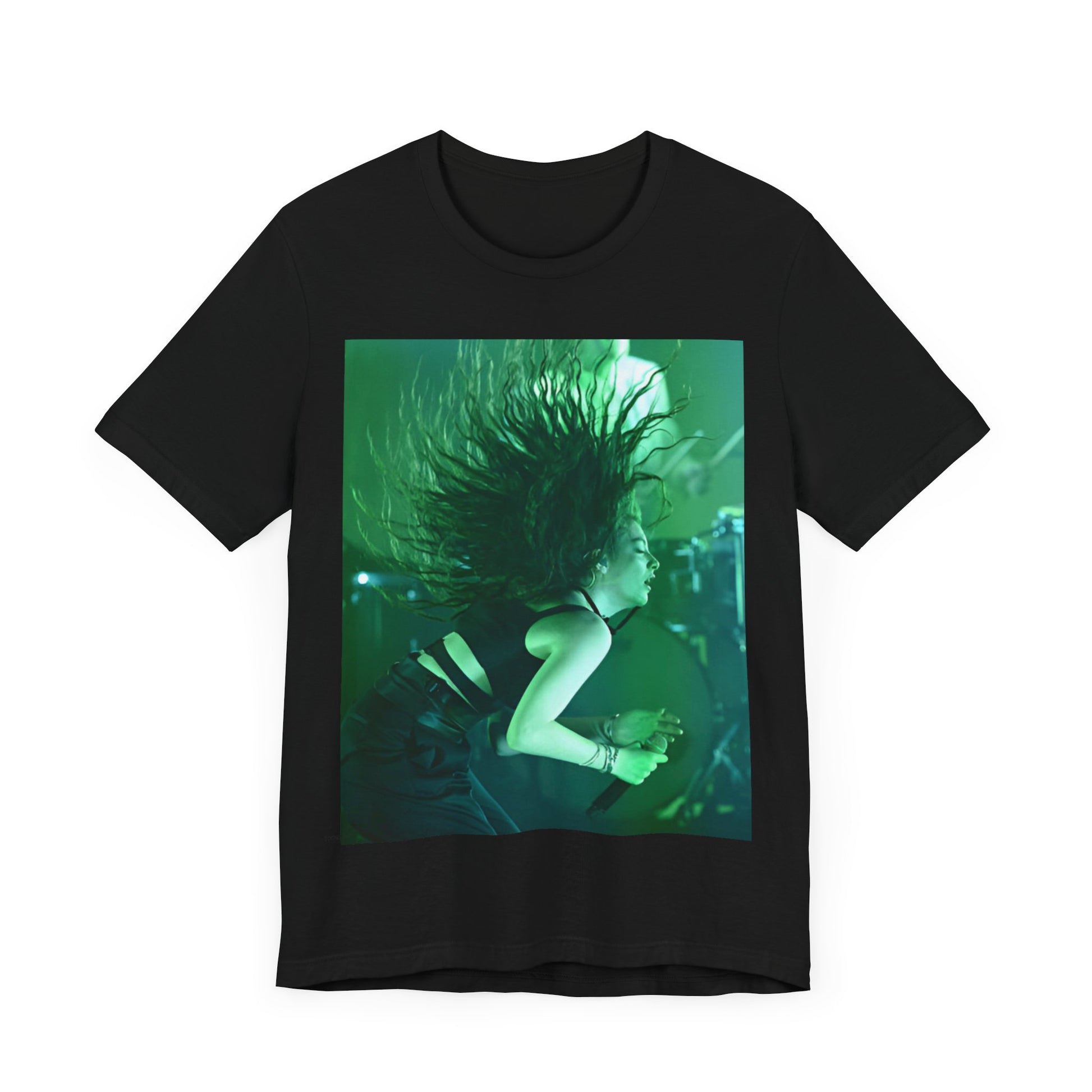 A black graphic t-shirt featuring a vintage live graphic related to Lorde's 'Royals' song or era.