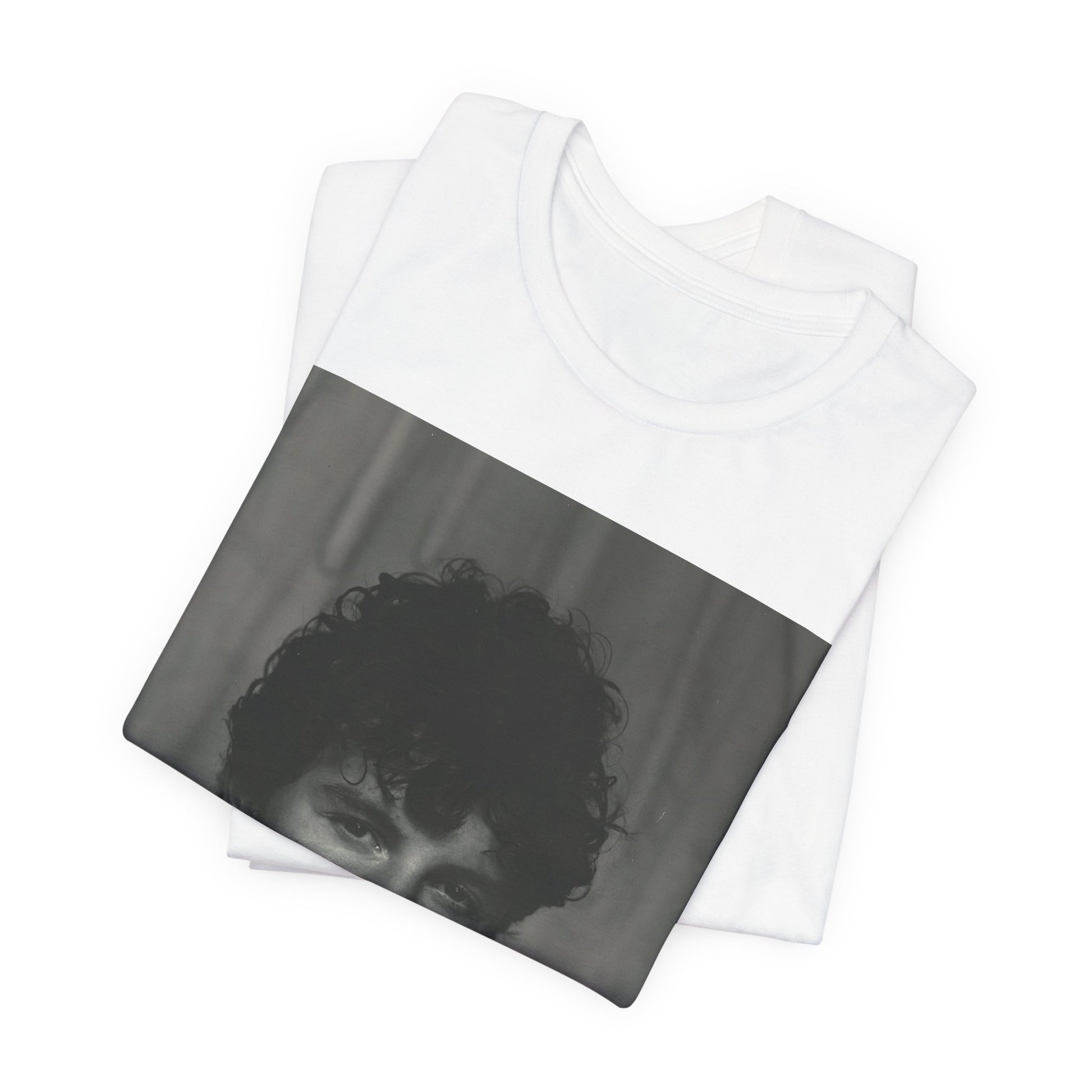 A black graphic t-shirt featuring a fearless portrait graphic of Shawn Mendes.