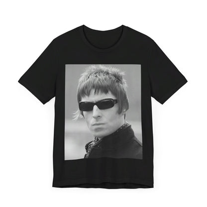 A black graphic t-shirt featuring a vintage graphic related to Oasis's 'Wonderwall' song or era.