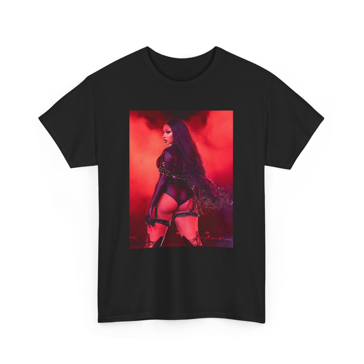 A black graphic t-shirt featuring a retro graphic related to Megan Thee Stallion's 'Savage' song or era.