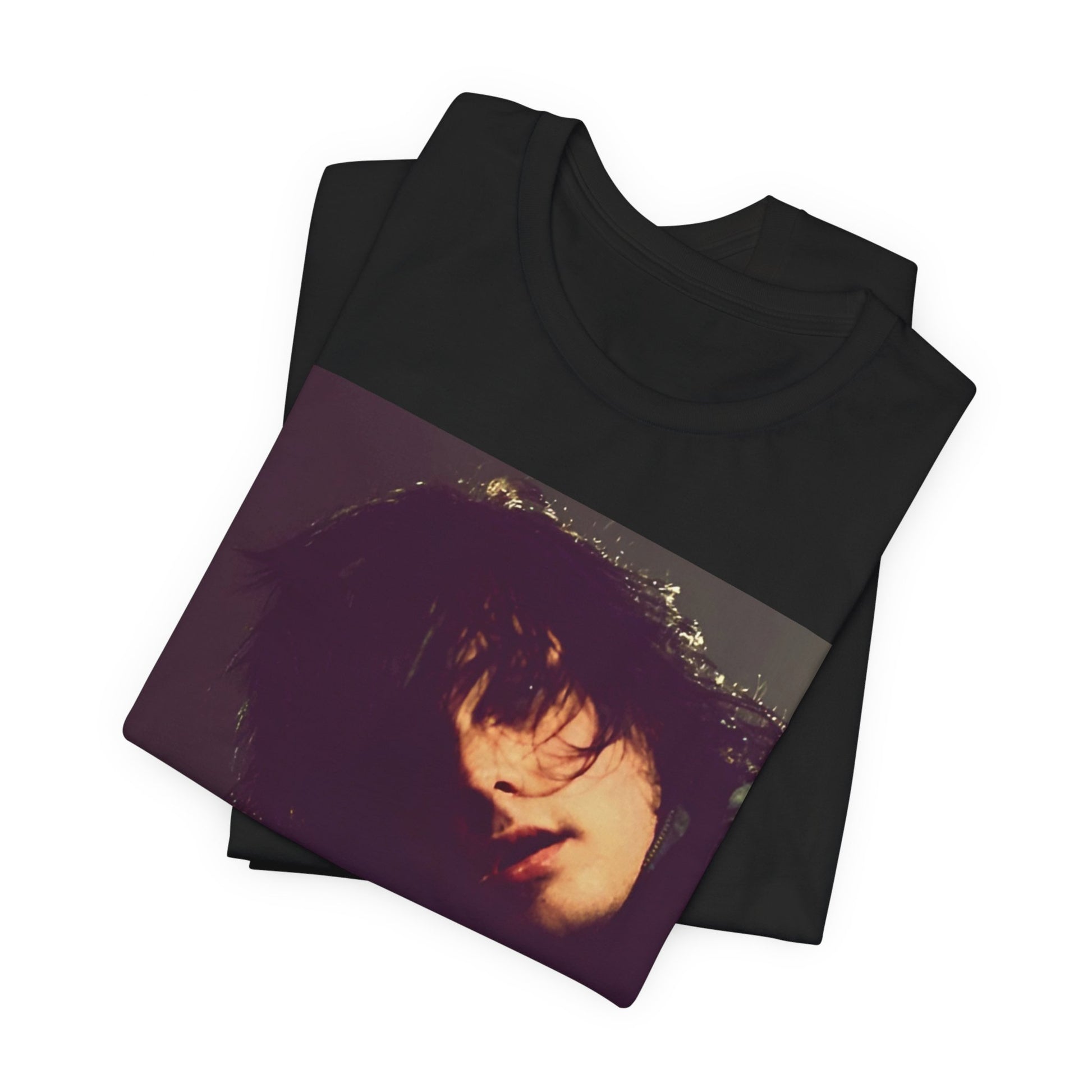A black graphic t-shirt featuring a graphic of Gerard Way from My Chemical Romance.