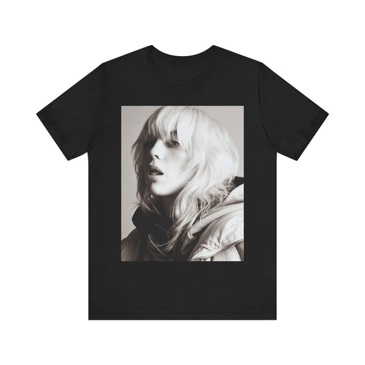 An artistic illustration of Billie Eilish with tears made of flowers, inspired by the hazy, melancholic themes of her song 'xanny.'