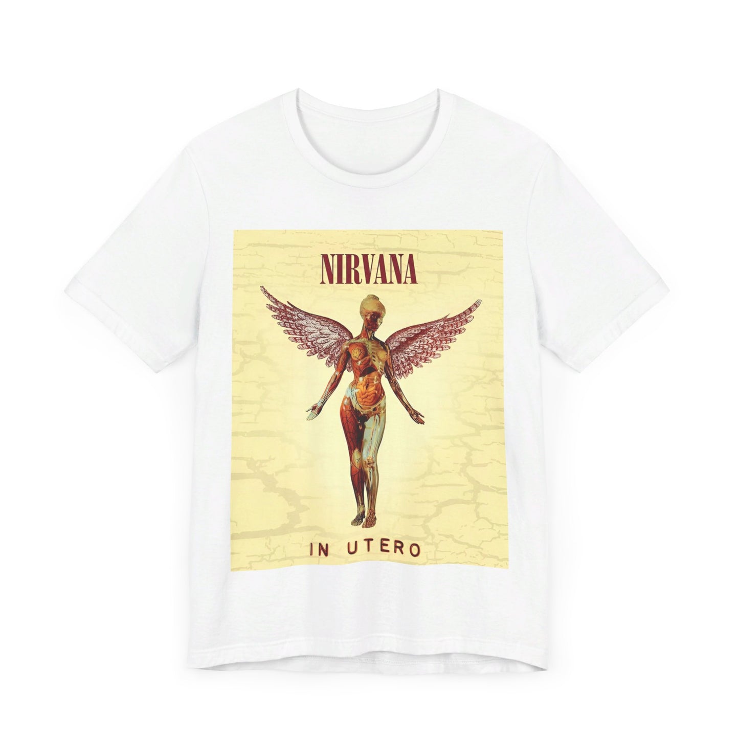 A black graphic t-shirt featuring a graphic related to Nirvana's 'In Utero' album.