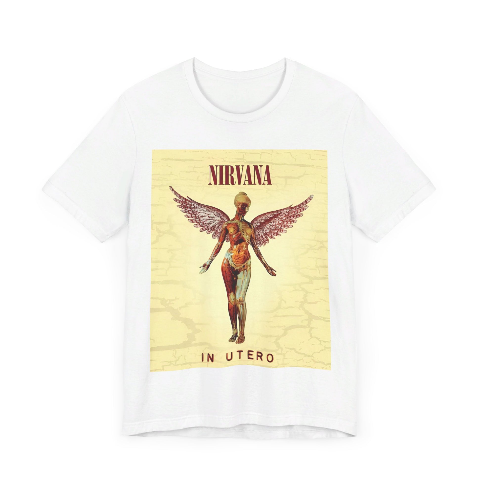 A black graphic t-shirt featuring a graphic related to Nirvana's 'In Utero' album.