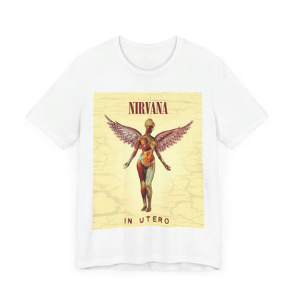 A black graphic t-shirt featuring a graphic related to Nirvana's 'In Utero' album.