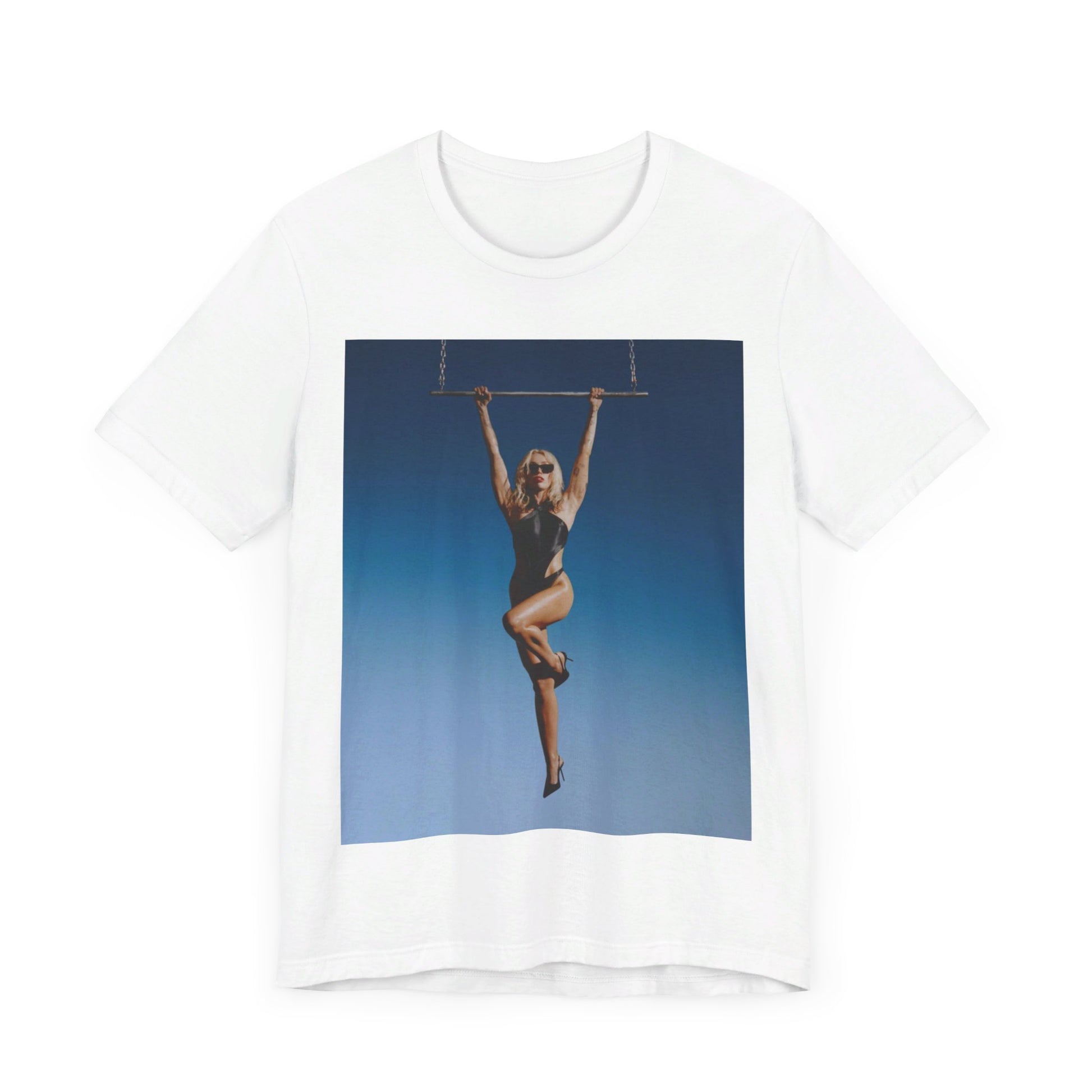 A black graphic t-shirt featuring a graphic related to Miley Cyrus' 'Endless Summer Vacation' album.