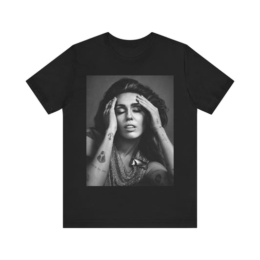 A black graphic t-shirt featuring a retro graphic related to Miley Cyrus' 'Bangerz' album era.