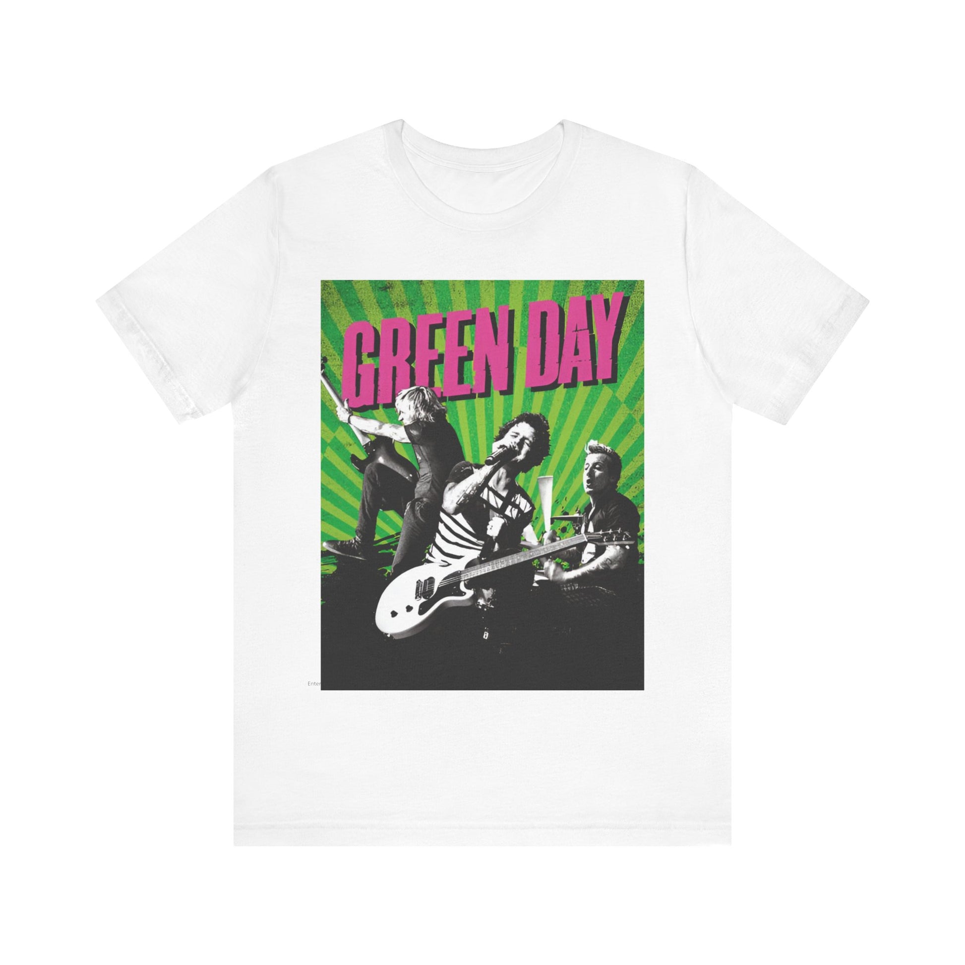 A black graphic t-shirt featuring a graphic related to Green Day's 'Basket Case' song.
