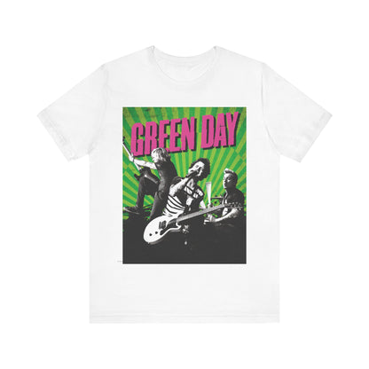 A black graphic t-shirt featuring a graphic related to Green Day's 'Basket Case' song.