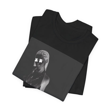 A black graphic t-shirt featuring a vintage amapiano icon graphic of Tyla.
