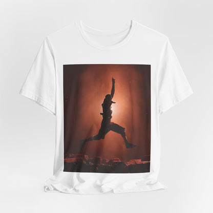 A black graphic t-shirt featuring an authentic Houston rapper graphic of Travis Scott.