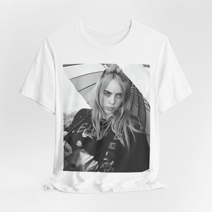 A graphic t-shirt inspired by the colorful and iconic music video for "Bad Guy" by Billie Eilish.