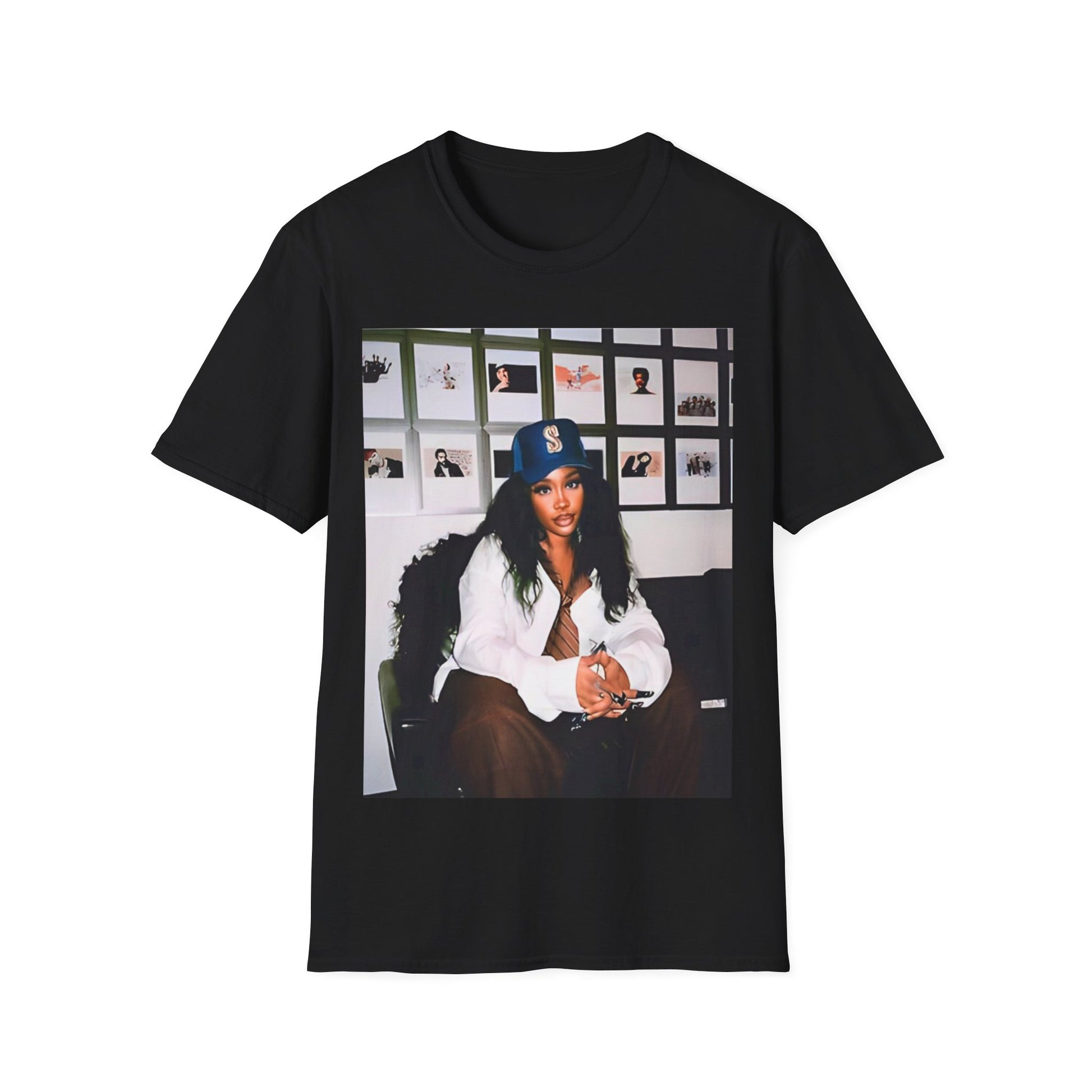 A black graphic t-shirt featuring a graphic related to SZA's 'Ctrl' album era.