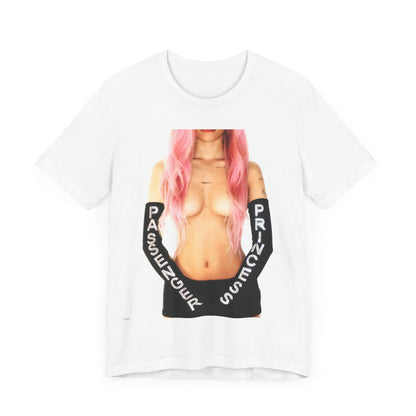 A black graphic t-shirt featuring a graphic of Nessa Barrett with a 'Passenger Princess' theme.