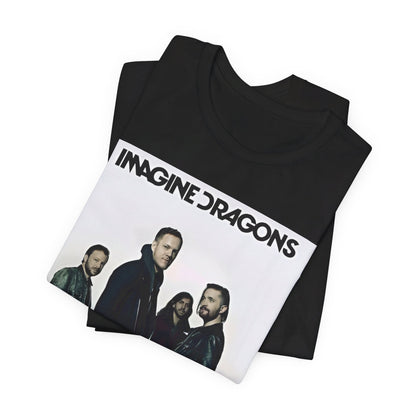 A black graphic t-shirt featuring a melodic indie rock graphic of Imagine Dragons.