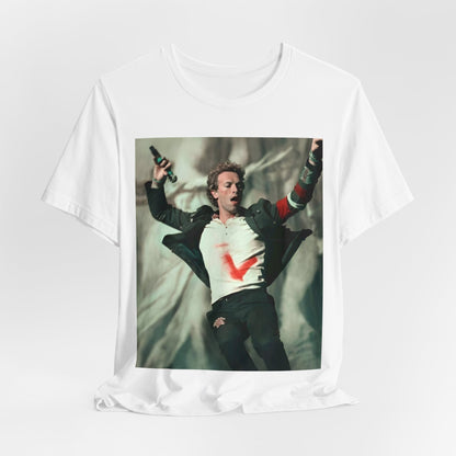A black graphic t-shirt featuring the album cover art for Coldplay's 'Viva La Vida or Death and All His Friends'.