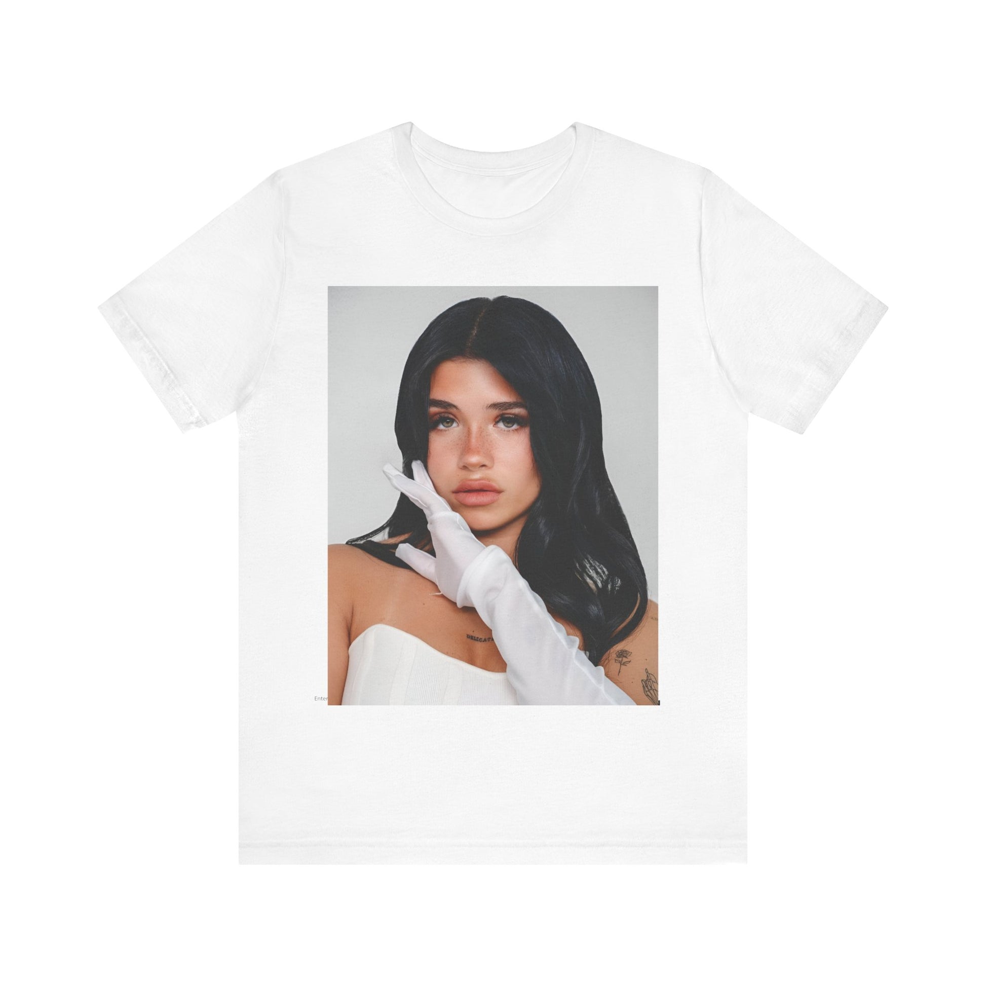 A black graphic t-shirt featuring a portrait graphic of Nessa Barrett.
