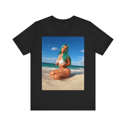 A black graphic t-shirt featuring a graphic related to Karol G's 'Mañana Sera Bonito' album era.