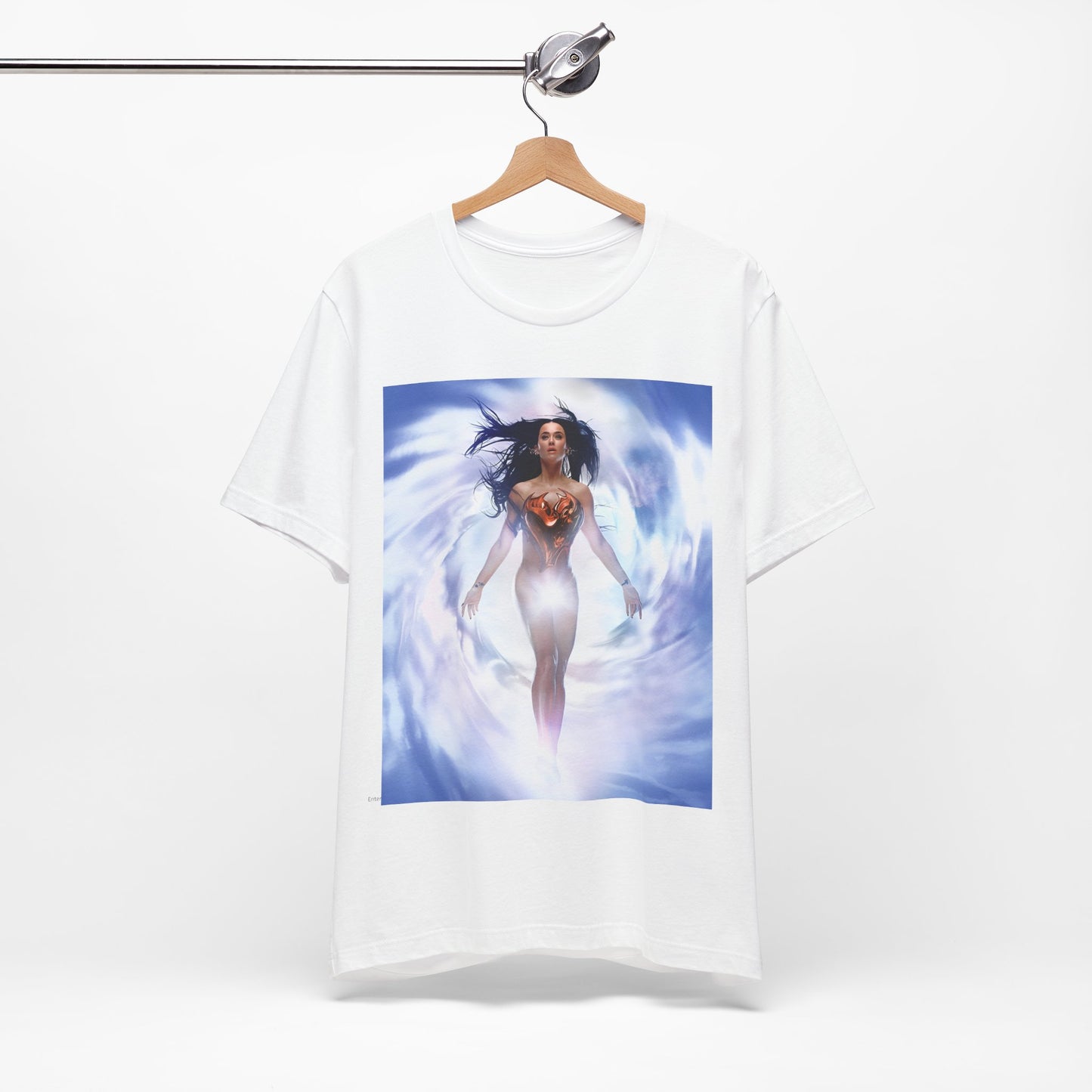 A black graphic t-shirt featuring a graphic related to Katy Perry's '143' era.
