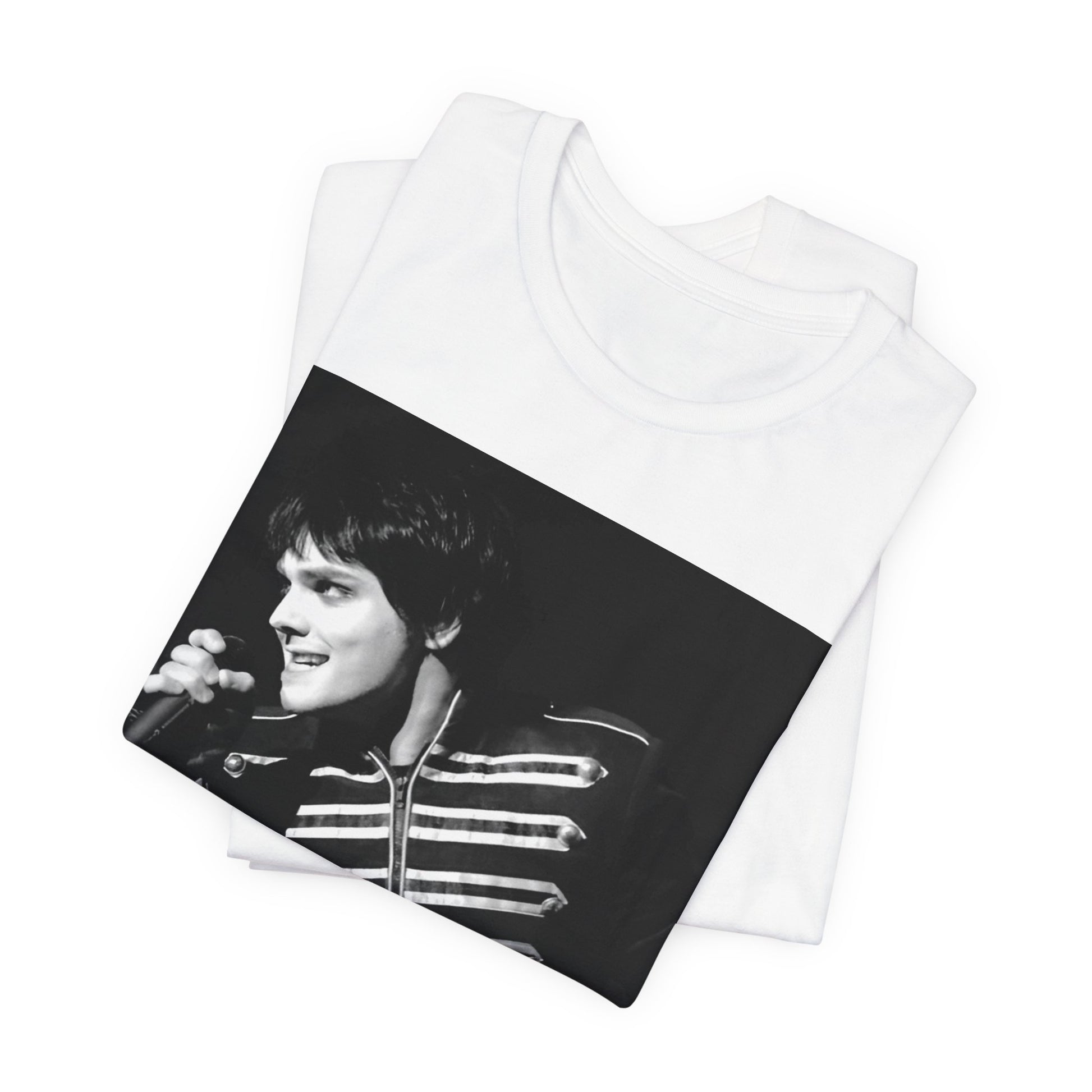 A black graphic t-shirt featuring a graphic related to My Chemical Romance's 'Black Parade' live performances.