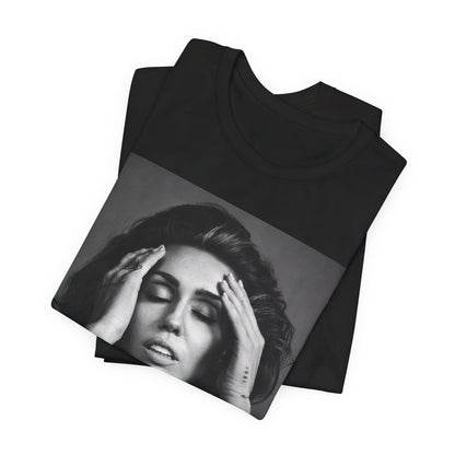 A black graphic t-shirt featuring a retro graphic related to Miley Cyrus' 'Bangerz' album era.