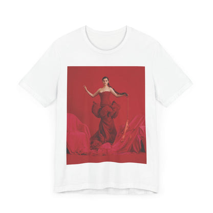 A black graphic t-shirt featuring a glam pop diva graphic of Selena Gomez.