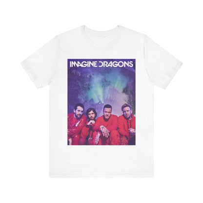 A black graphic t-shirt featuring a vintage alt rock sound graphic of Imagine Dragons.