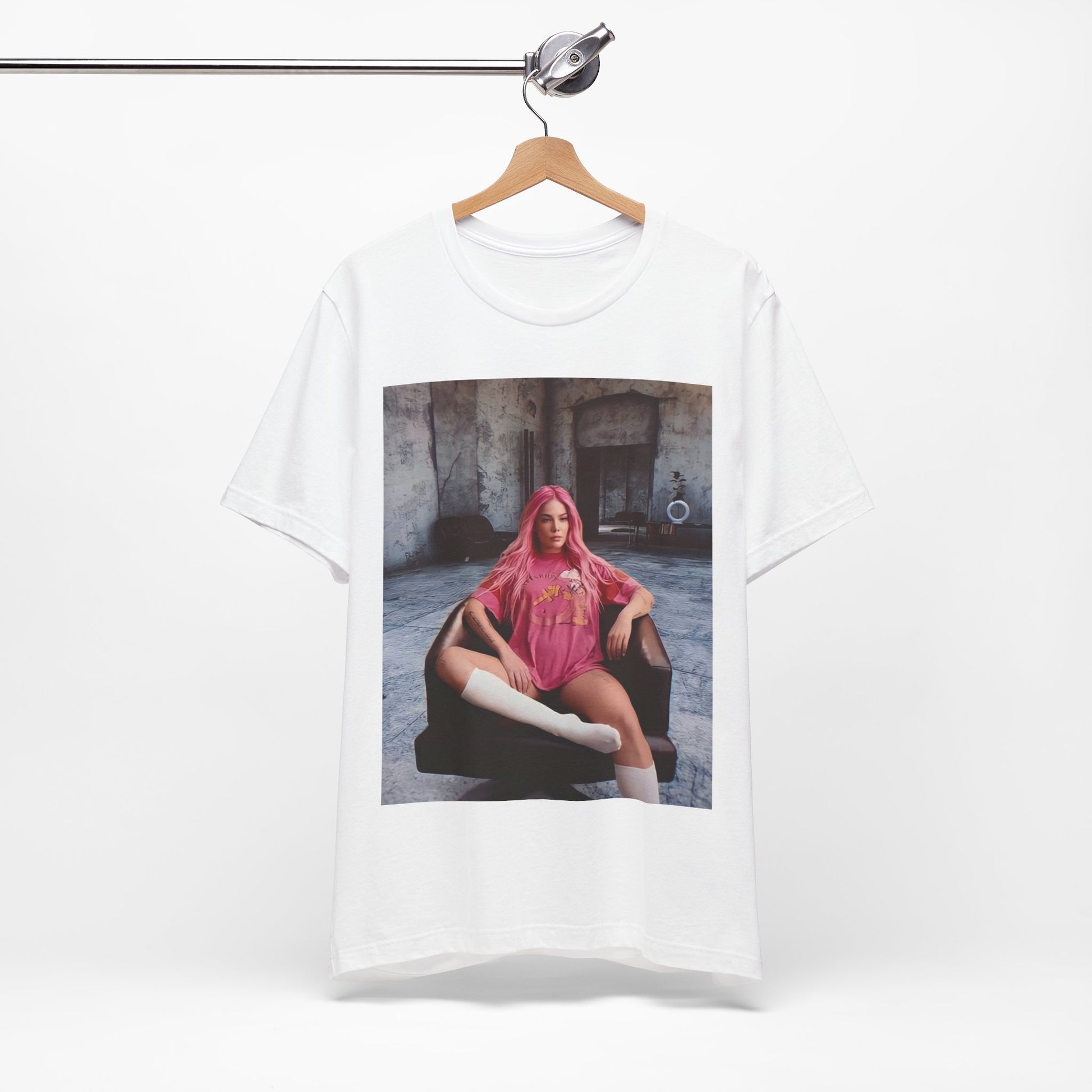 A black graphic t-shirt featuring a retro graphic related to Halsey's 'Badlands' album era.