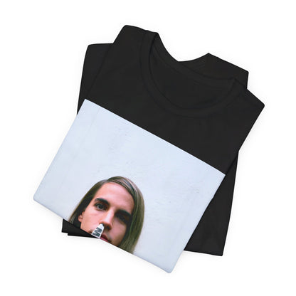 A black graphic t-shirt featuring a 90s photo portrait of Anthony Kiedis from Red Hot Chili Peppers.