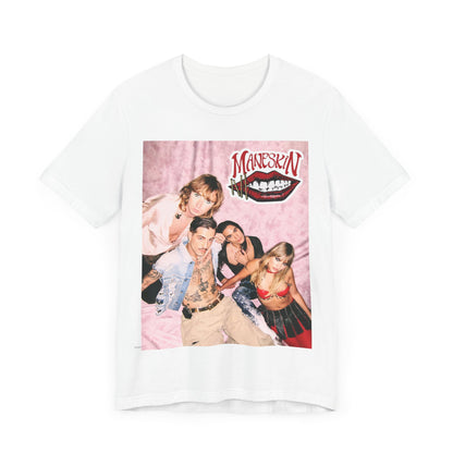A black graphic t-shirt featuring a graphic related to Maneskin's 'I Wanna Be Your Slave' song or era.