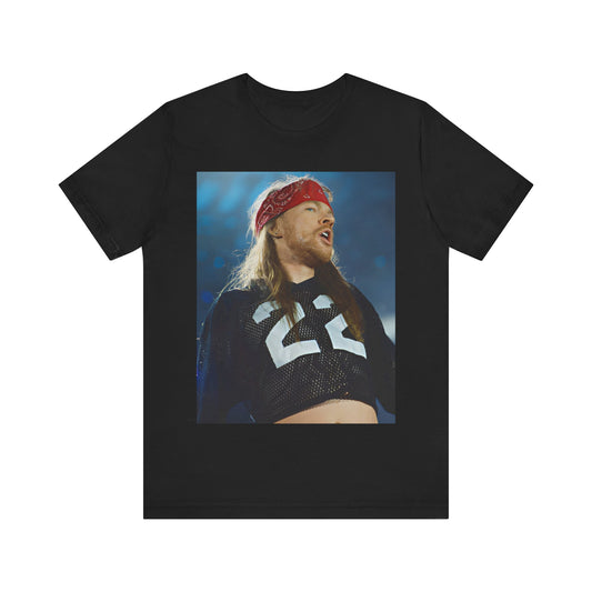 A black graphic t-shirt featuring a graphic related to Guns N' Roses' 'Don't Cry' song or era from the 90s.