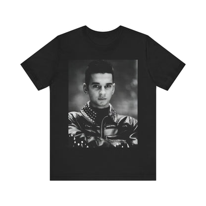 A black graphic t-shirt featuring a vintage 80s graphic of Dave Gahan from Depeche Mode.