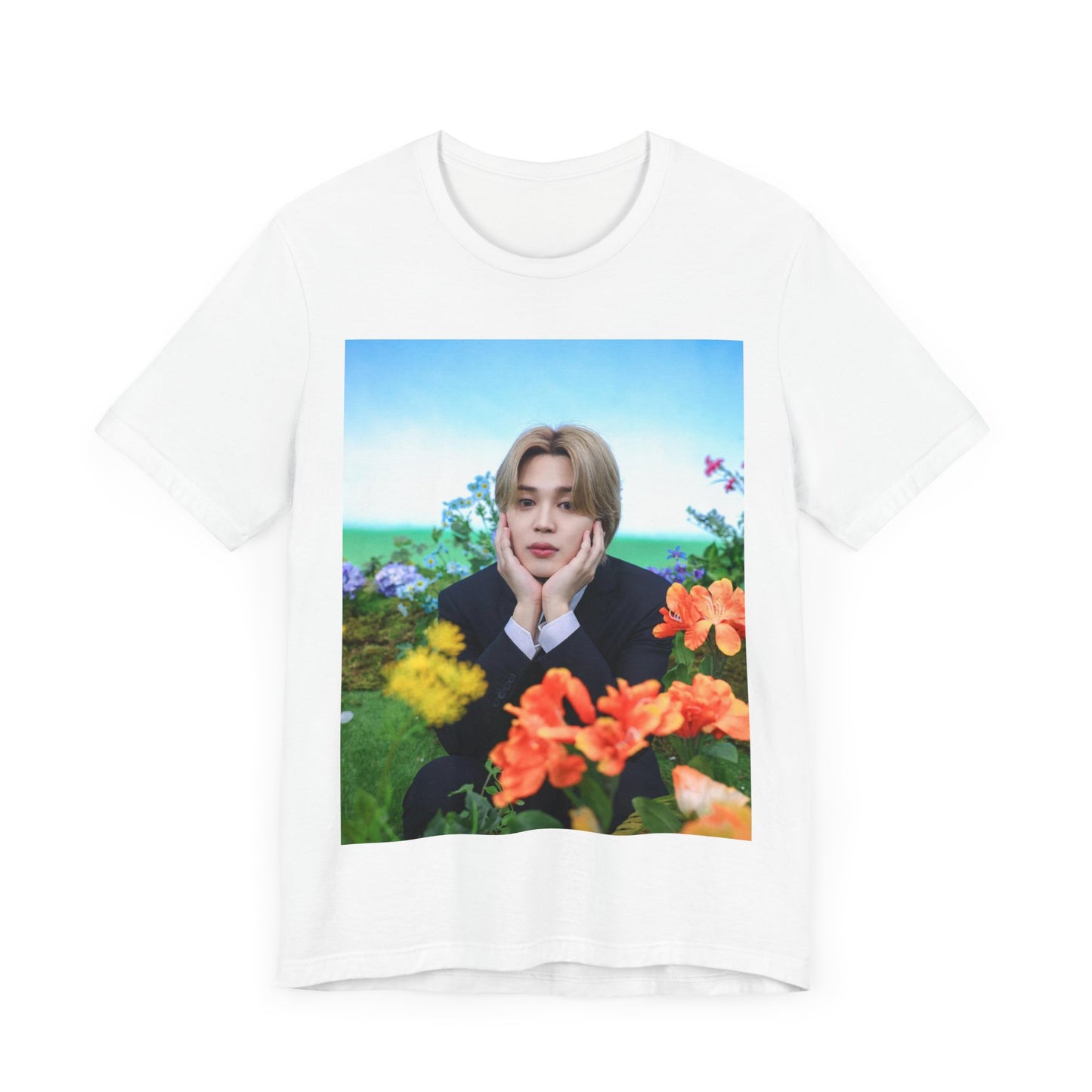 A black graphic t-shirt featuring a graphic related to Jimin's 'Serendipity' era.