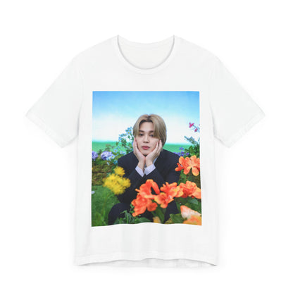 A black graphic t-shirt featuring a graphic related to Jimin's 'Serendipity' era.