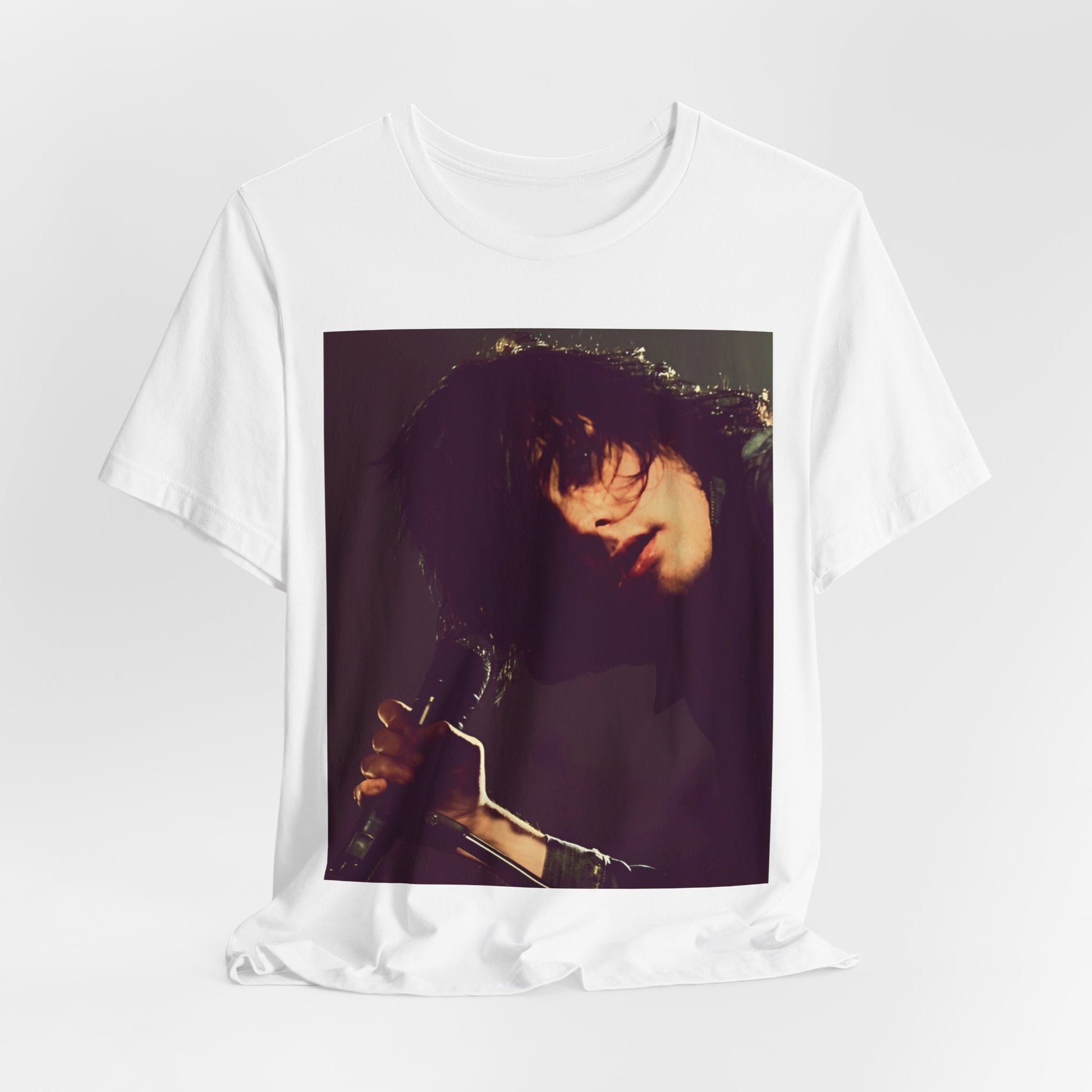 A black graphic t-shirt featuring a graphic of Gerard Way from My Chemical Romance.