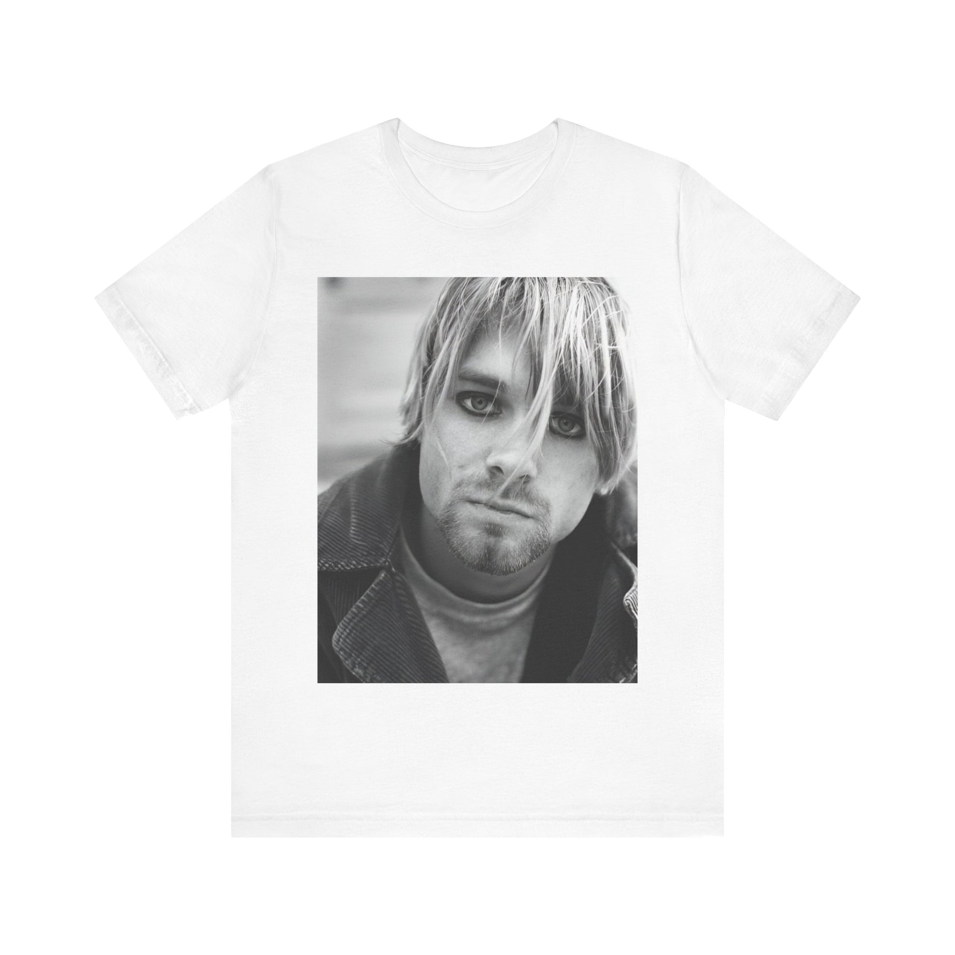 A black graphic t-shirt featuring a classic 90s alt rock graphic of Nirvana.