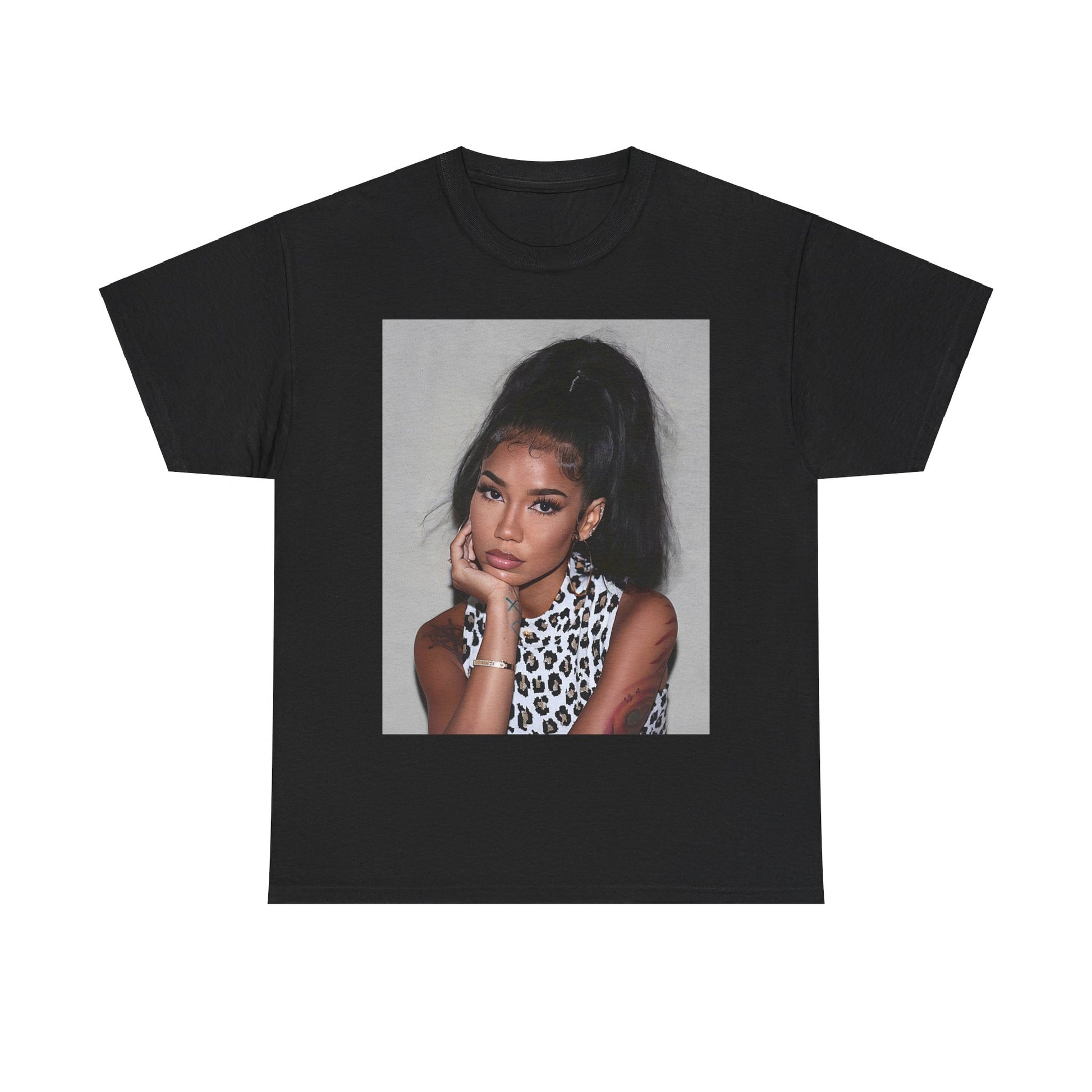 A black graphic t-shirt featuring a graphic related to Jhene Aiko's 'Trip' album era, with an aesthetic design.