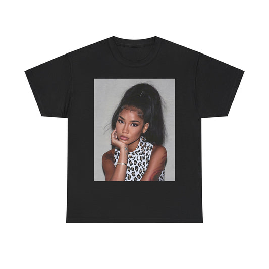 A black graphic t-shirt featuring a graphic related to Jhene Aiko's 'Trip' album era, with an aesthetic design.