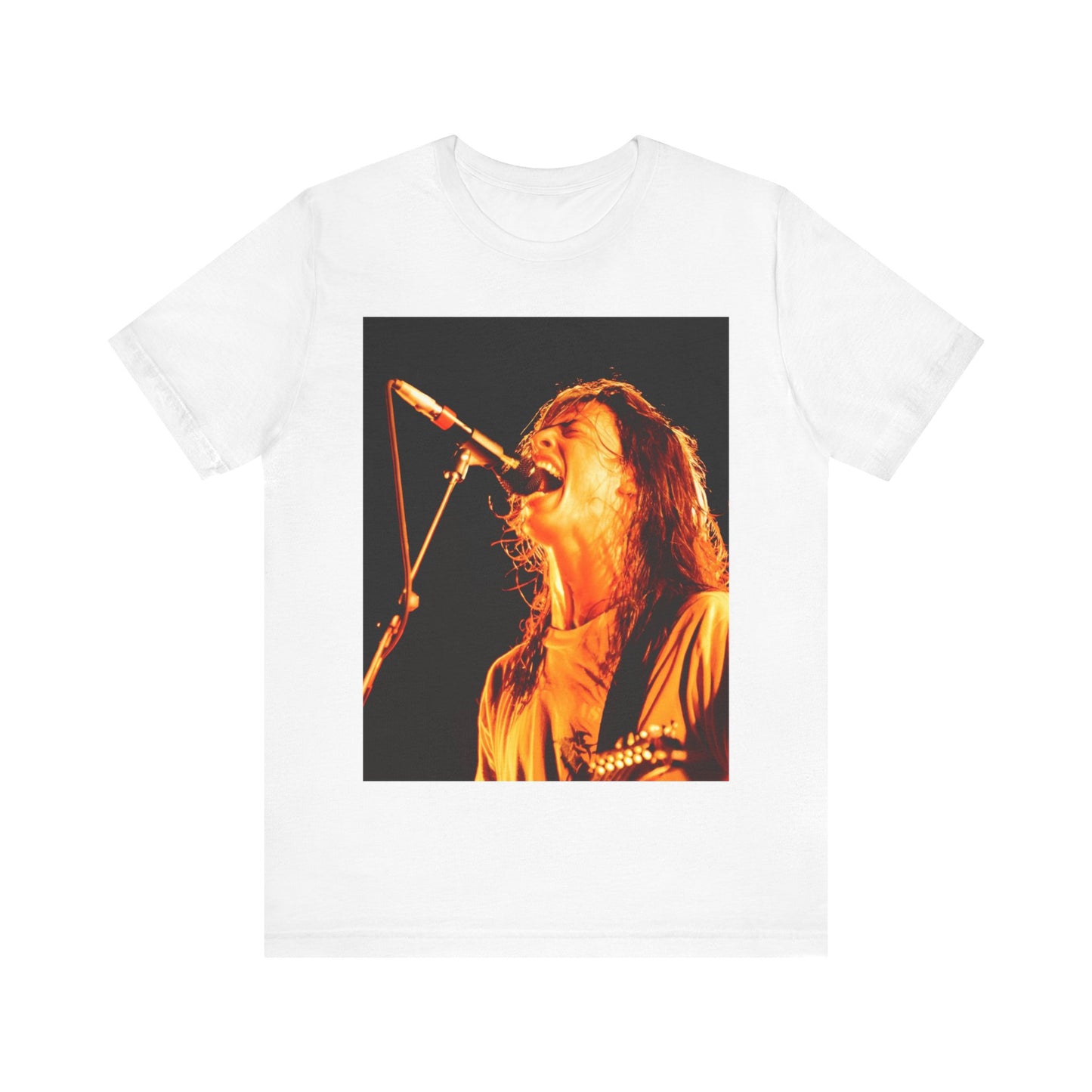 A black graphic t-shirt featuring a vintage grunge rock graphic of Foo Fighters.