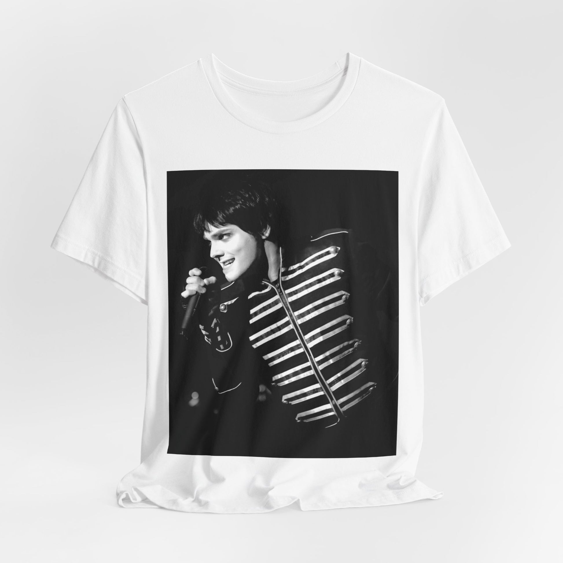 A black graphic t-shirt featuring a graphic related to My Chemical Romance's 'Black Parade' live performances.