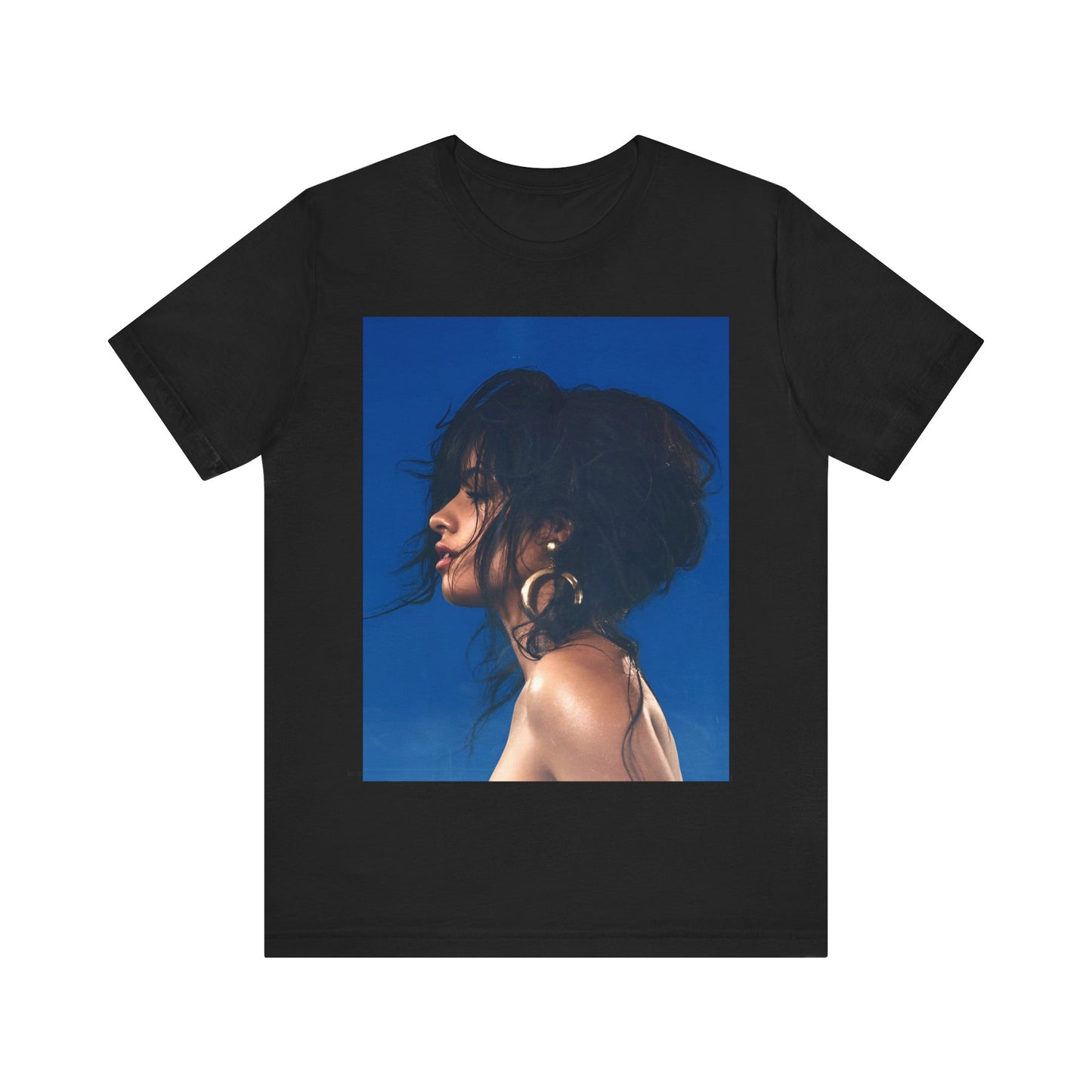 A black graphic t-shirt featuring a retro graphic related to Camila Cabello's "Havana" album.