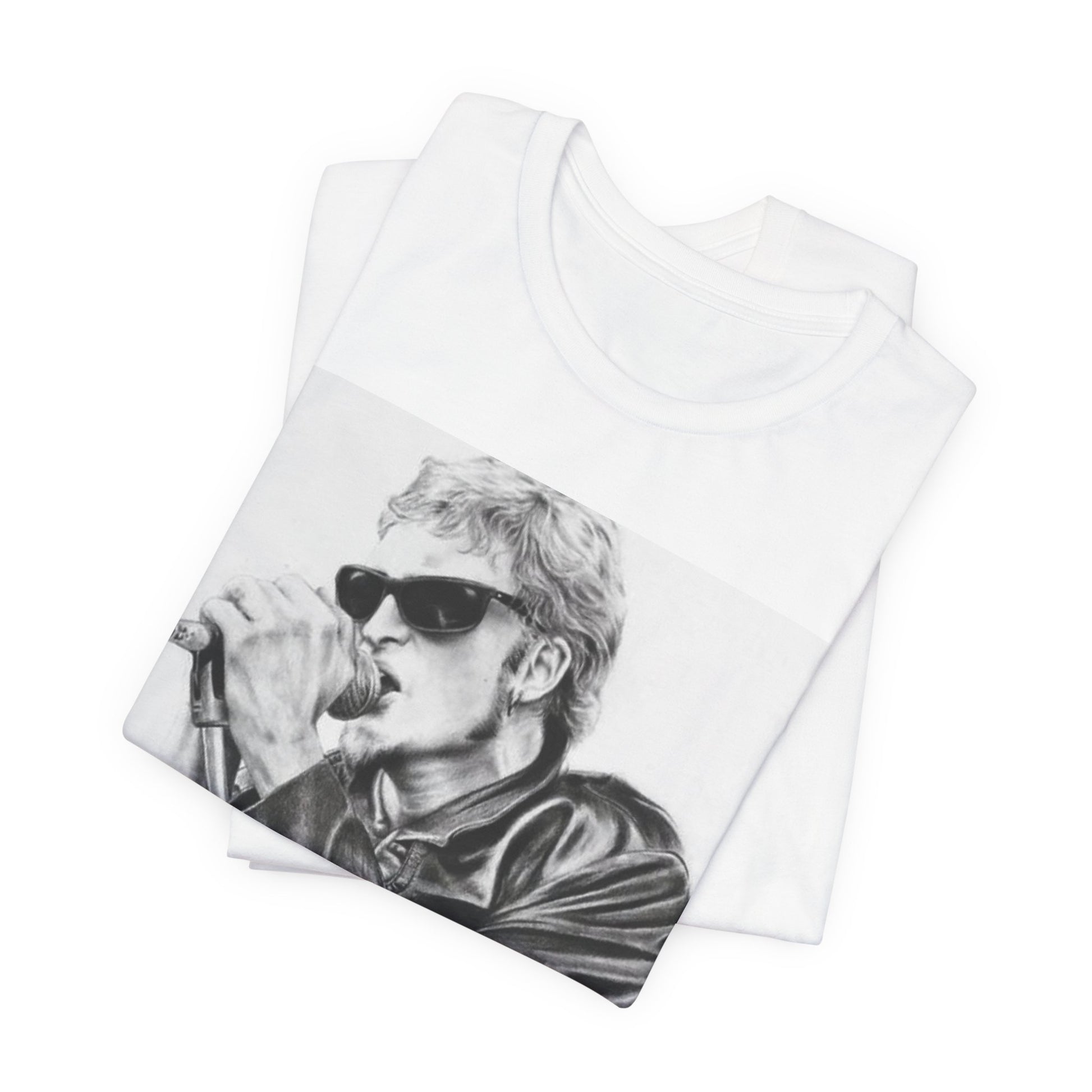A black graphic t-shirt featuring a photo of Layne Staley from Alice In Chains performing live in concert, showing his intense stage presence.