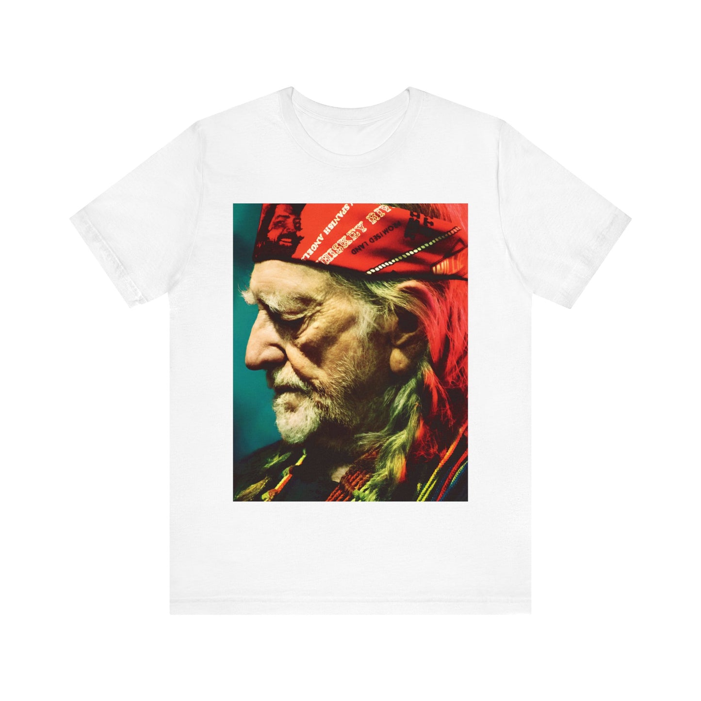 A black graphic t-shirt featuring a graphic related to Willie Nelson's 'Red Headed Stranger' album era.