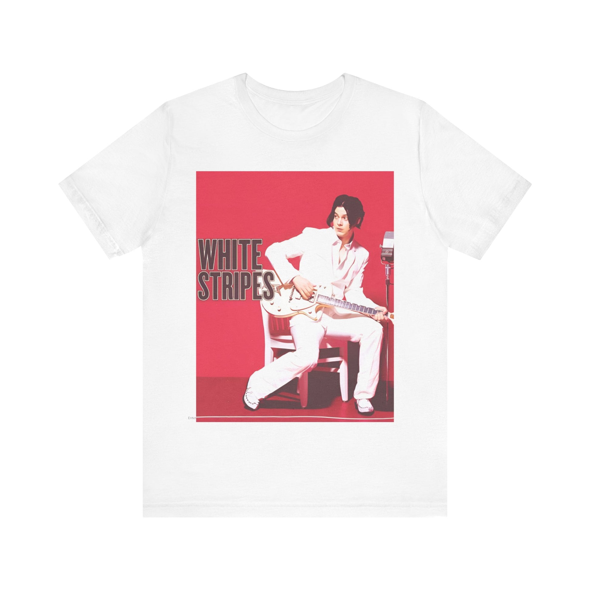 A black graphic t-shirt featuring a graphic related to The White Stripes' 'Fell In Love With A Girl' song or era.